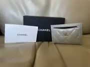 Chanel 23P SILVER Classic Card Holder Case / Wallet NEW AUTHENTIC CC Slim