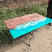Green Ocean Table, Outdoor Epoxy Table, Resin Wooden Table Epoxy Countertop Desk