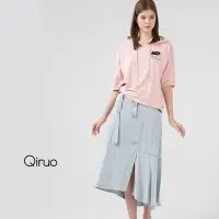 在飛比找Yahoo奇摩購物中心優惠-【Qiruo 奇若名品】 專櫃精品牛仔造型中長裙小傘狀設計(