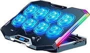 aptop Cooling Tray K10 Laptop Cooler Cooling Pad 8 Fans RGB Laptop Cooling Pad Cooling Radiator Base Notebook Cooler for 12-18 Inch Laptop Cooler