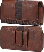 [MXFDOKD] Horizontal Mobile Phone Belt Bag, Leather, Universal Men's Mobile Phone Belt Clip Holster, 6.9 Inch Mobile Phone Case with Card Slot, Bum Bag, Purse, Bum Bags, Belt Loop, Waist Bag for Hiking Camping