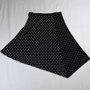 NEW Chico's 1 | 8 10 Medium Black Polka Dot Pull On Maxi Womens Modest Skirt