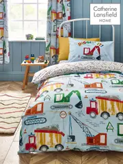 Catherine Lansfield Blue Digger Dreams Reversible Duvet Cover Set (F52931) | $32 - $53