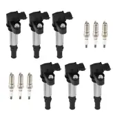 6pcs Ignition Coil & Spark Plug For Cadillac CTS SRX STS Buick Allure Enclave (for: Saab)