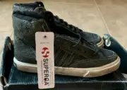 Superga Privee Collec. Black High Top Lace Up Unisex W7.5 M6 Sneakers NEW in Box