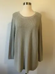 NWT Eileen Fisher Womens Organic Cotton Crew Neck Sweater Tunic Blue/ Gray M