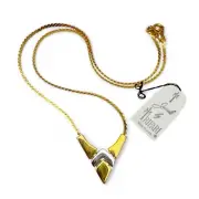 Vintage Trifari Modernist Mixed Metal Angular Accent Collar Necklace 16” NEW