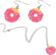 [VALICLUD] 1 Set Simulated Donut Item Party Donut Earrings Doughnut Drop Earrings Food Donut Necklace Cookie Earrings Donut Drop Earrings Cartoon Donut Jewelry Donut Headband Stainless Steel