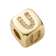 Brass Micro Inlaid Couple Red String Pull Diy Bracelet English Letter Beads Style - U