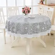 Tablecloths Nordic Style Round Table Cloth Pastoral PVC Kitchen Wipe Clean Modern Tablecloth Oilproof Decorative Elegant Waterproof Garden Outdoors Table Cover (Color : A, Size : 152CM(70-120))