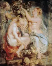Paul Rubens - Ceres and Two Nymphs Giclee Fine Art Print on Canvas Printing 36"
