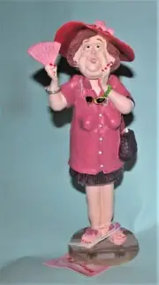 Russ Berrie, "Minerva" 21688 Doug Harris New Red hat society bobble bod, funny
