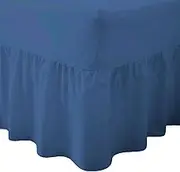 Luxury Valance Fitted Sheets - Plain Percale Quality Bed Sheet (Mid Blue, King)