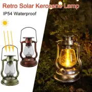 Retro Solar Kerosene Lamp Outdoor Waterproof Hanging Lantern Patio Garden Light