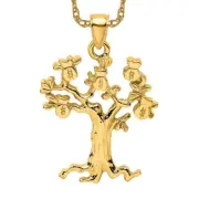 14K Solid Yellow Gold Money Tree of Life Necklace