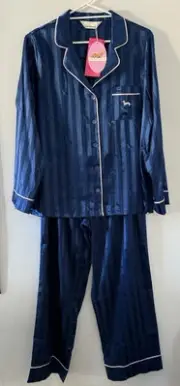 Peter Alexander Womens Classic Long Sleeve Satin PJ Set Size Medium RRP$139.00
