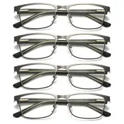 4 PK Mens Metal Frame Spring Hinge Blue Light Blocking Reading Glasses Readers