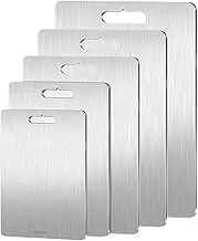 5Pack Stainless Steel Cutting Board - Stainless Steel Chopping Board Set for Kitchen,Large Meat Cutting Boards Hanging Steel Chopping Board for Home Kitchen Cooking Outdoor