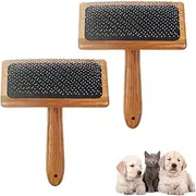 2Pcs Hand Wool Carders,Wool Carding Comb,Bamboo Air Cushion Fur Rugs,Needle Felting Brush Pillows for Coat Felt Tassel Dog Hair