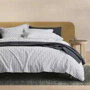 Sheridan Reilly Double Stripe Quilt Cover Set in Monochrome/Grey Size: King Material: Cotton @Sheridan Rewards
