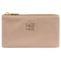 在飛比找康是美優惠-MIU MIU 5MB040 品牌LOGO拉鍊卡片零錢包.淺