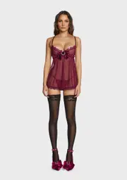 Wine Feel Like Touchin' Sheer Lingerie Set