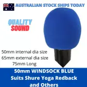 Microphone Wind Sock Foam Cover Blue 50mm internal diameter