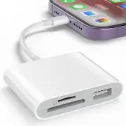 SD Card Reader for Iphone Ipad W/ USB Camera Adapter Plug & Play SD TF Microsd