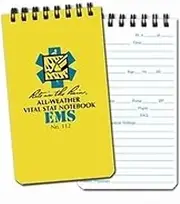 Rite in the Rain Weatherproof EMS Notebook, 3" x 5", Yellow Cover, Vital Stats Pages (No. 112)