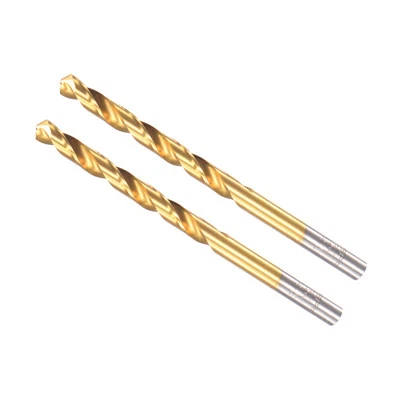 5mm Titanium Coated Straight Shank Twist Drill Bits for Alloy Steel 2-Pieces