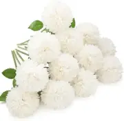 24pcs Artificial Chrysanthemum Ball Flowers Silk Hydrangea Bridal White
