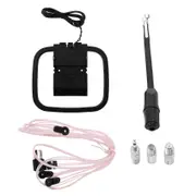 FM Antenna for Indoor Stereo Receiver, Universal 75 Ohm/300 Ohm FM AM Radio Antenna Kit with Antenna Converter black