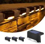 4Pack Solar Deck Lights Outdoor Waterproof, Solar Step Lights Led Warm Light, Solar Step Lights for Stairs Garden Fences Railing Yards Backyard Balconies (Warm)