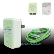20X 4 USB PORTS HOME WALL ADAPTER+6FT CABLE POWER CHARGER GREEN GALAXY TAB NOTE