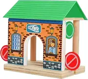 Luwecf Imaginative Wooden Train Set Expansion Pack for Kids, Barricade Station