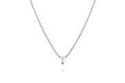 Initials Brick Alphabet Letter Necklace White Gold Layered Steel Jewellery