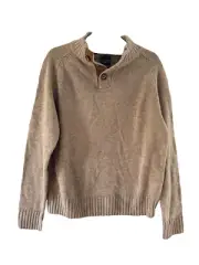 NWT $295 Bills Khaki's Long Sleeve Oatmeal Merino Wool Sweater 1/4 Button Medium