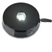 Round LED Light Display Base - 5 Bright White Lights for Crystals & Collectibles