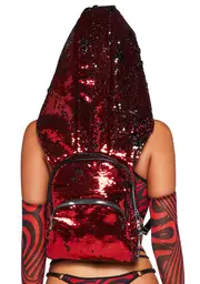 [Club Exx] Disco Fusion Hooded Backpack - Red