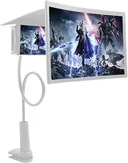 Magnifying Glass,Gooseneck Phone Holder with 12" 3D Curve Phone Screen HD Screen with Adjustable Clamp Lazy Phone Stand Amplifier Enlarger Compatible with for Smartphone Phone/White