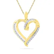 10k Yellow Gold Round Diamond Heart Pendant 1/10 Cttw