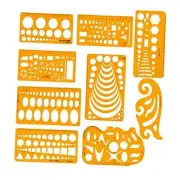 9 PCS Geometric Drawings Templates, Drafting Stencils Measuring Tools,