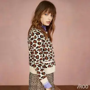 【iROO】豹紋針織外套