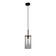 Ramon Patterned Glass Black Cylindrical Pendant