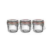 Argon Tableware Glass Storage Jars with Airtight Clip Lid - 350ml Set - Pack of 3