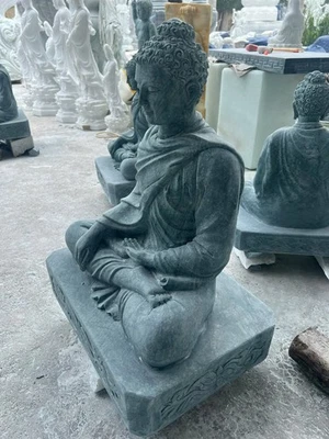 Natural Indian Stone Statue White Stone Gautama Buddha For Peace and Prosperty