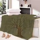 Flow Angle Brown Tree Light 3D Warm Plush Fleece Blanket Picnic Sofa Couch