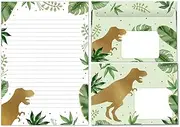 Writing Paper Set Letter Pad with Envelope for Boys Children Dino Dinosaur Children's Motif Notepad Lined (A5 Pad with 25 Sheets + 15 Envelopes)