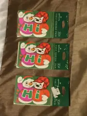 VINTAGE HALLMARK CHRISTMAS 4CT SELF ADHESIVE TAGS SNOWMEN LOT OF 3