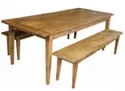 LINDI RUSTIC COUNTRY STYLE DINING TABLE & 2 BENCHES RECYCLED ELM 180CMS